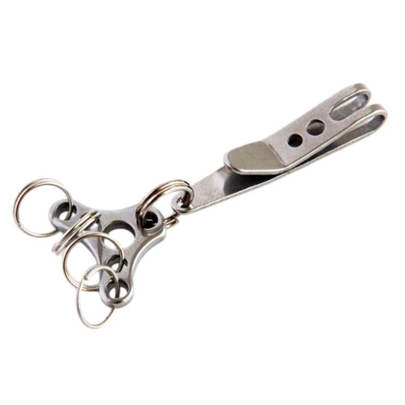 Suspension Pocket Clip Stainless Steel Belt Key Holder Portable Keychain