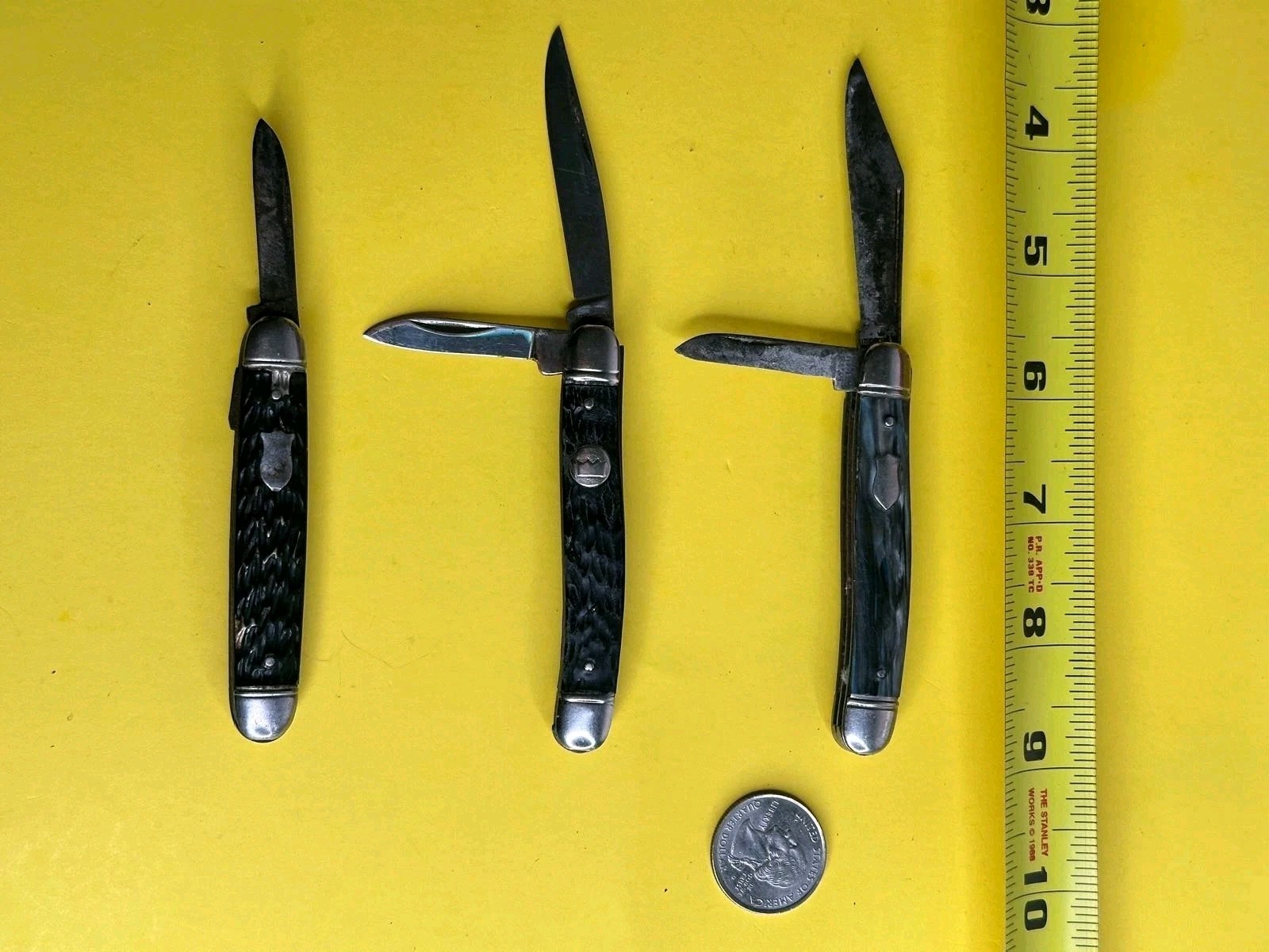Lot Of 3 Vintage Imperial Pocket Knives Worn Condition Needs Cleaning See Pics
