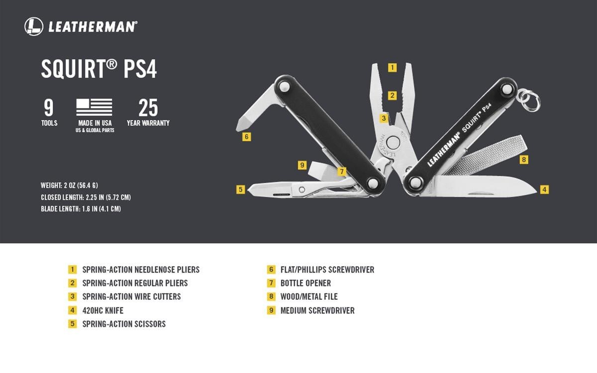 *NEW* RARE Leatherman SQUIRT PS4 Multi-Tool Black DISCONTINUED/RETIRED 2023