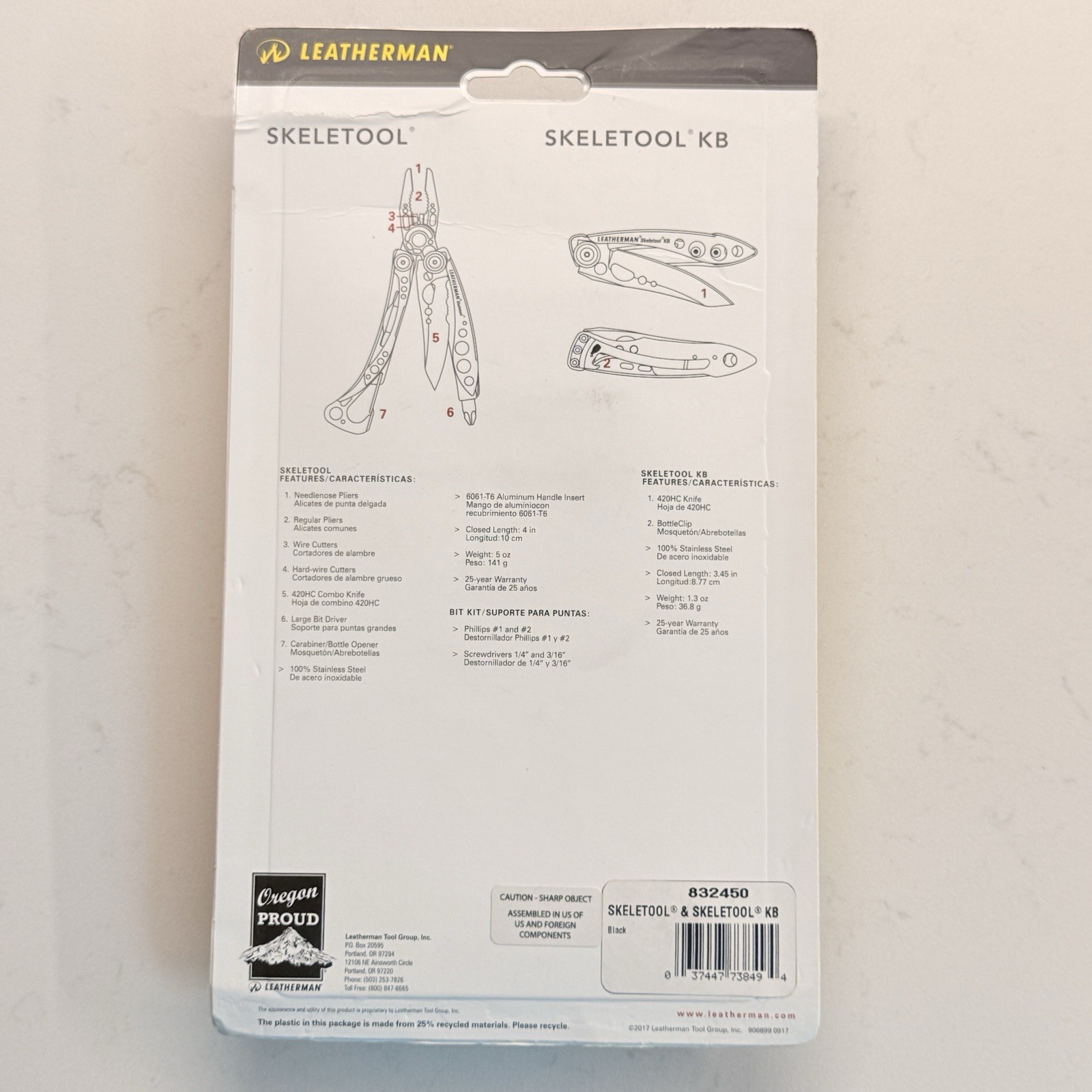 Leatherman Skeletool Black & Leatherman Skeletool KB Black. Discontinued Combo