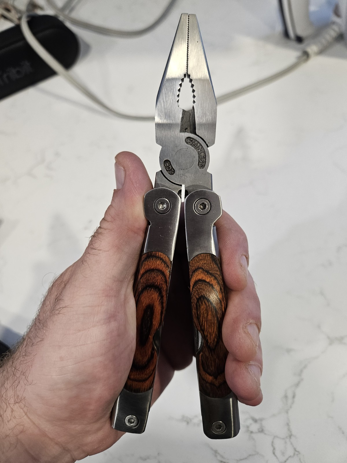 Stainless Steel Multi Tool Pliers Knife Saw Screwdrivers w/ Case & Bit Set