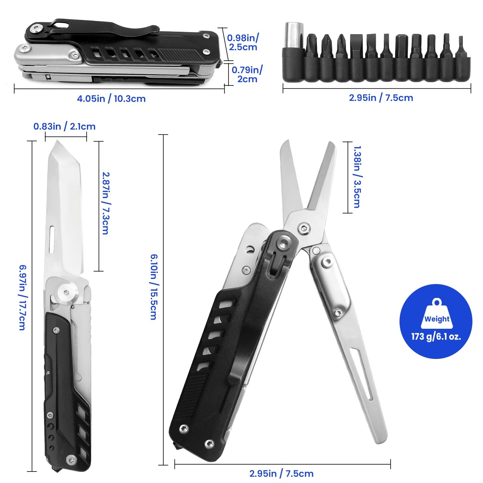 Multitool 5 in 1 Multifunctional Pocket Knife, Folding Knife Scissors, Removable…