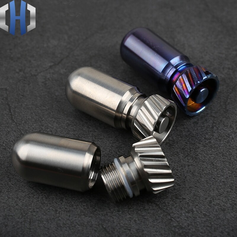 EDC Titanium Multi Tools Waterproof Portable Medicine Bottle Key Pendant Box Set