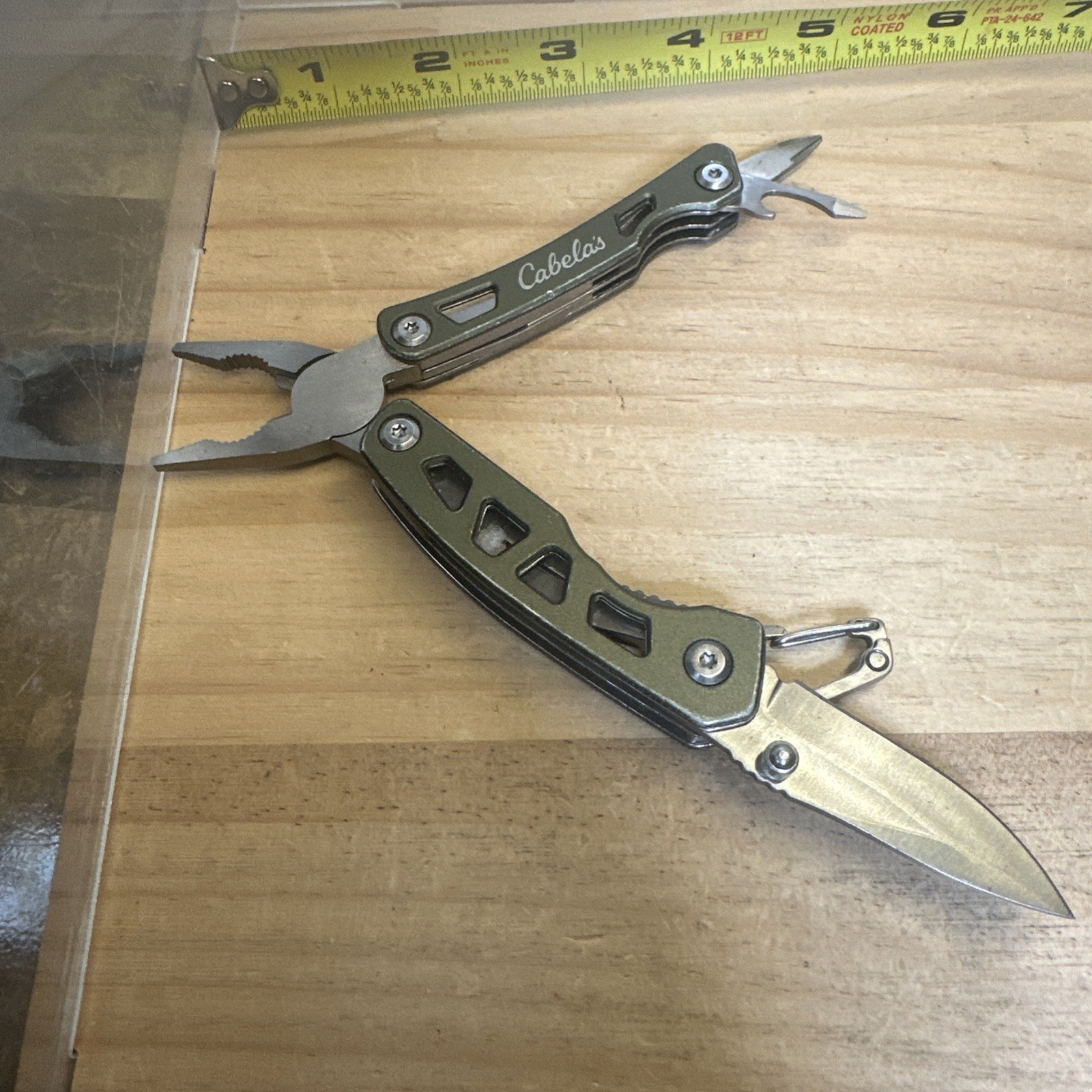Cabela’s Branded Multi-tool Pliers Set w/2” Knife, Carabiner, Bottle Opener +3”
