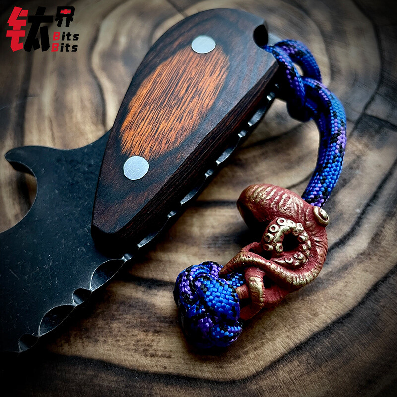 New Pure Brass Octopus Beads Pendant Paracord Decorations Edc Multif Tools