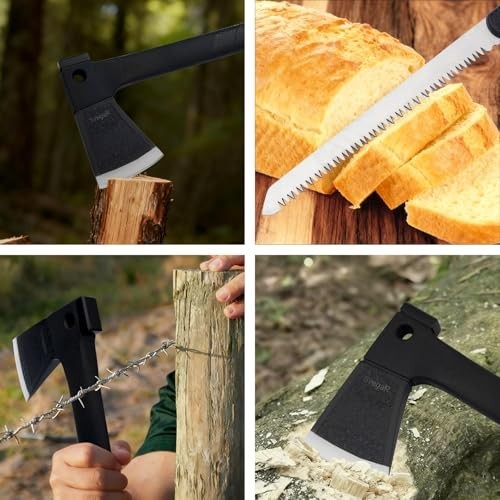 14″ Camping Axe & Hatchet Multi-Tool – Survival Tool with Handsaw, Fire Starter,