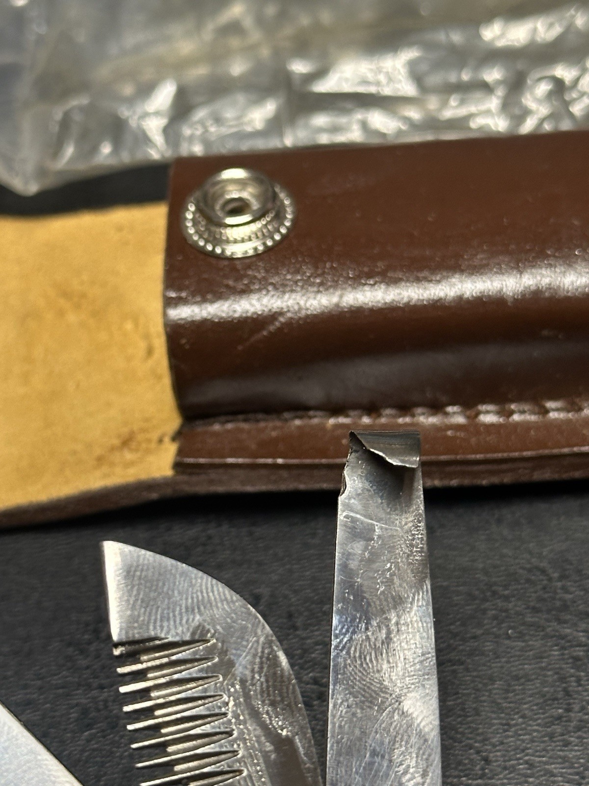 Multi Tool Knife With Leather Sheath For Belt