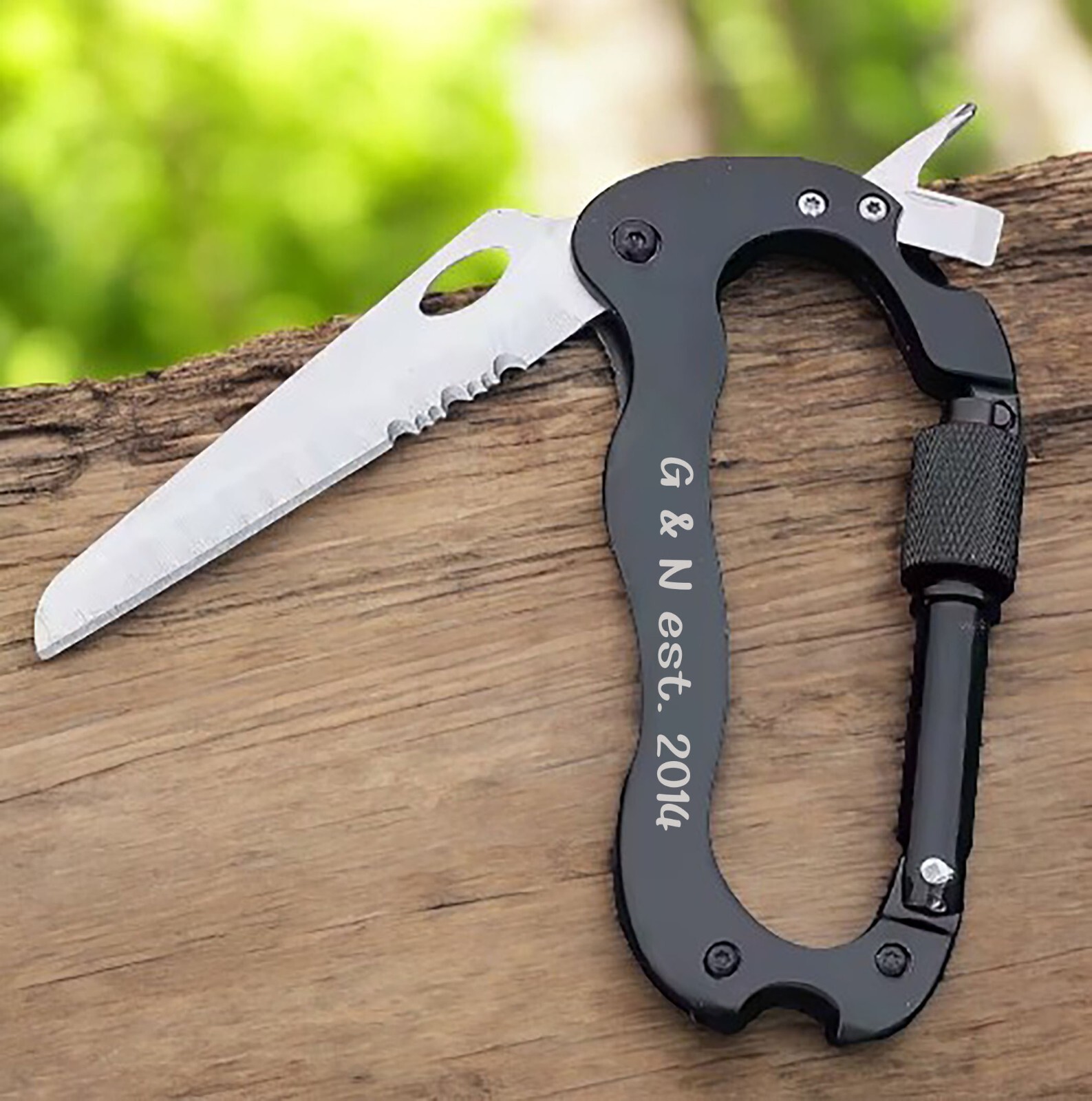 Engraved Carabiner- 5 in 1 Multi-functional Knife Carabiner – Firefighter Gift