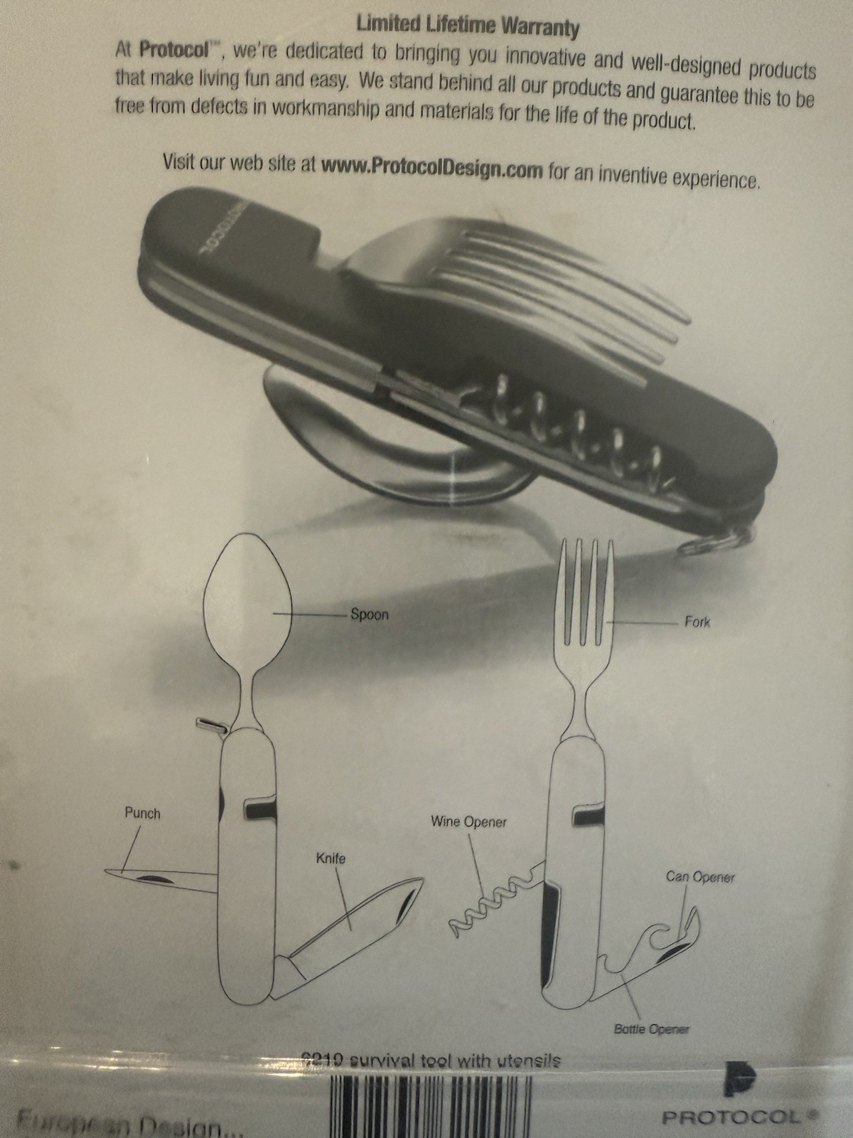 Protocol Survival Multi Tool with Utensils That Separate for Use, New Package