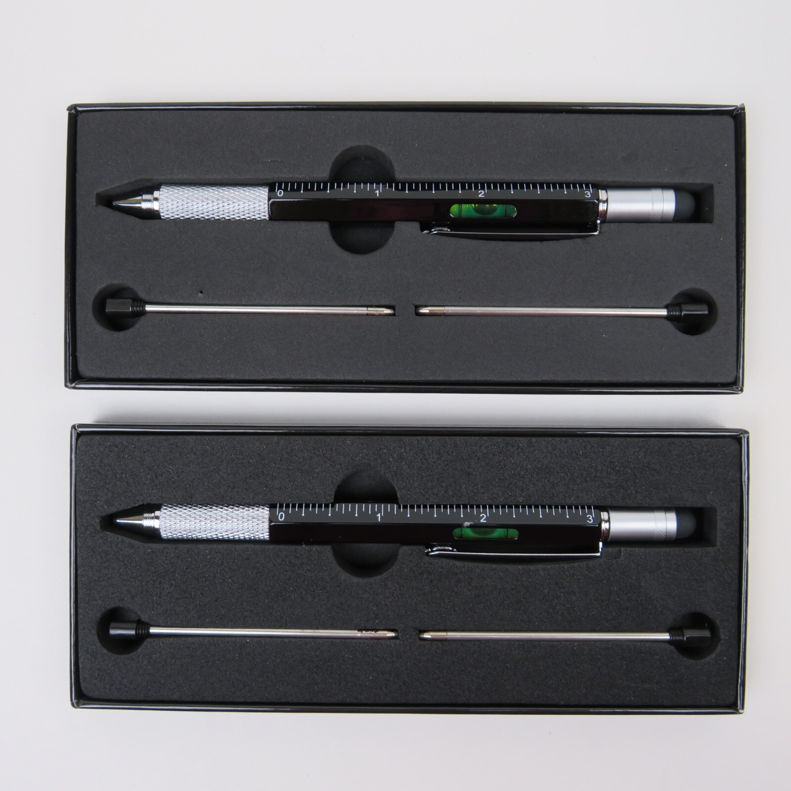 (2) 6 in 1 Multitool Tool Pen Bubble Level Flat Philips Screwdriver Ruler Stylus