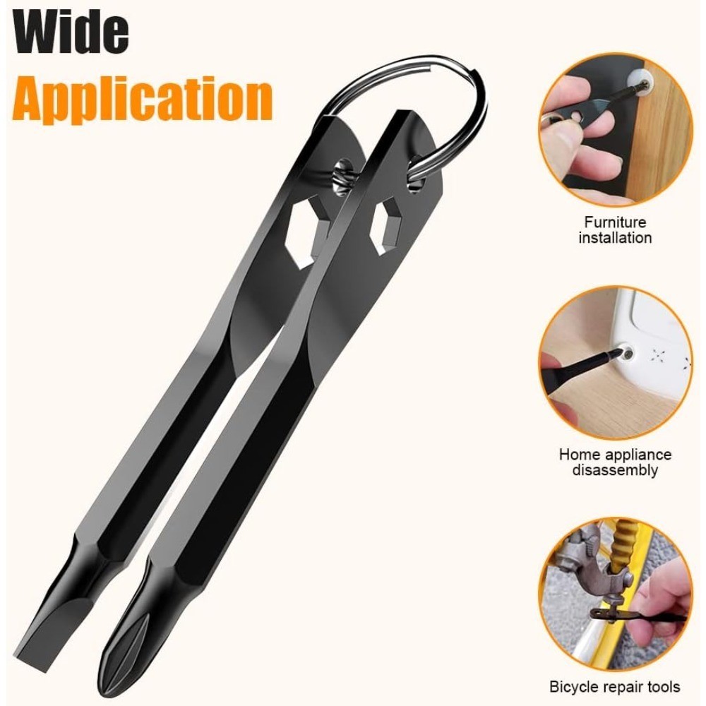 4-in-1 Keychain Screwdriver Tool Set with Slotted and Hex Wrench Bits