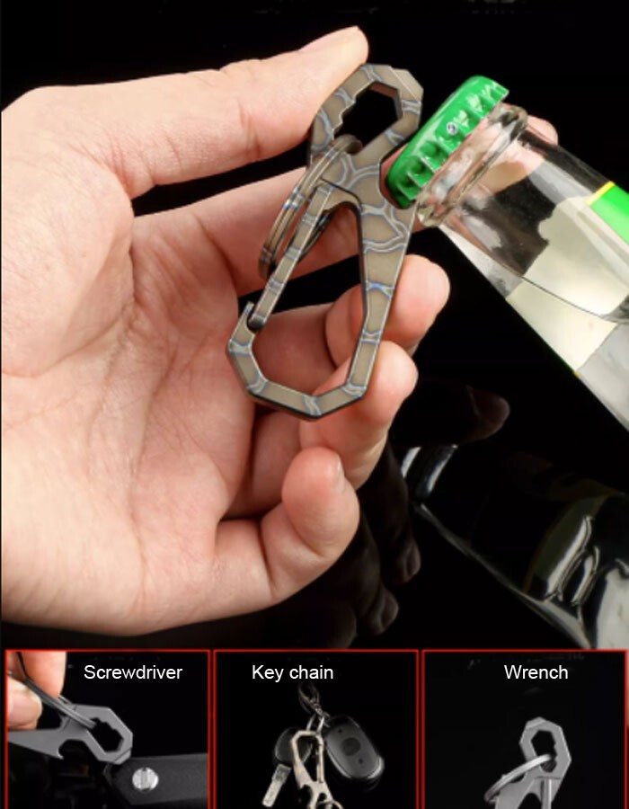 New EDC Titanium Alloy Key chain Carabiner Opener Multi Tool Portable Outdoor