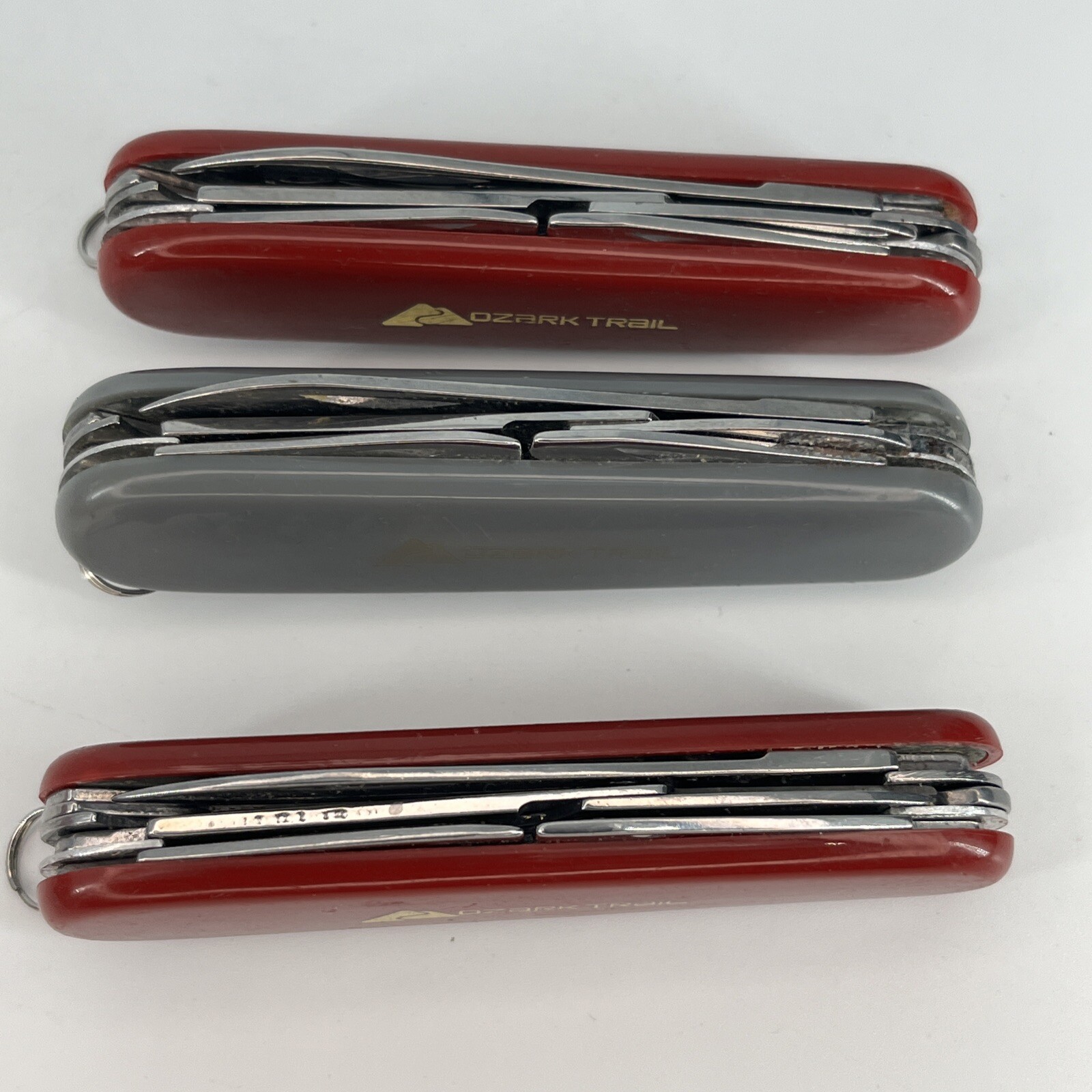 LOT OF 3 Ozark Trail Multi Tool 8-in-1 Pocket Knife – Red & Gray Color SAVE BIG!