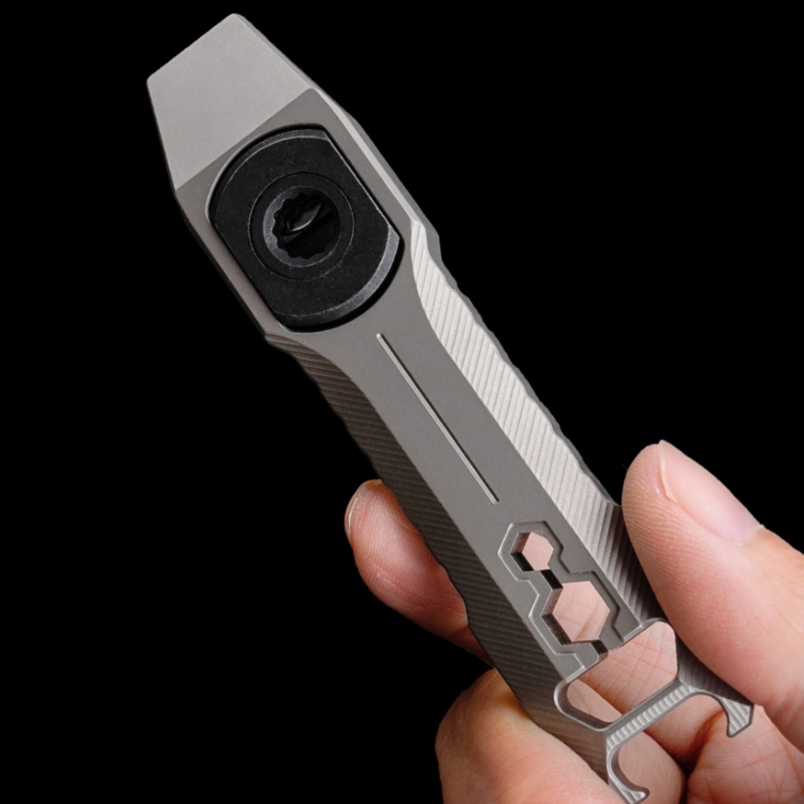 Titanium Alloy EDC Pry Bar Multi Tool Bottle Opener with Ratchet Screwdrive