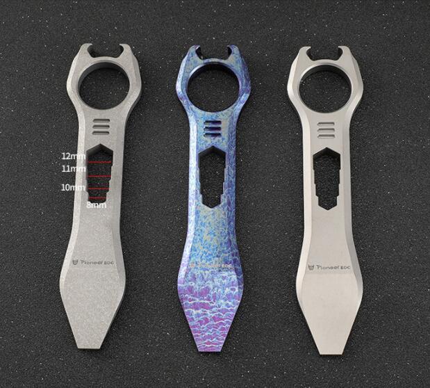 Titanium Pocket Pry Bar Crowbar Outdoor EDC Multi Tools Bottle Opener Wrench