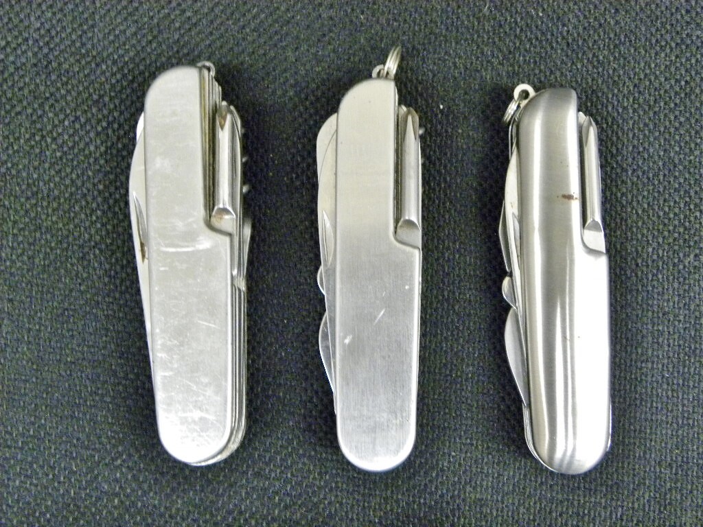 Lot of 6 Silver Pocket Swiss Army Style Knife with Black Nylon Case
