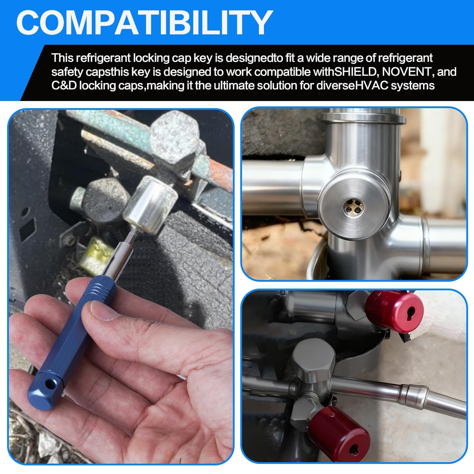 Universal Refrigerant Locking Cap Key Tool – Multi-Key HVAC Tool Kit for AC R…