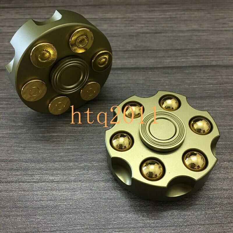 EDC Desk Toy Brass Revolver Bullets Finger Spinner Top Hand Fidget Pocket