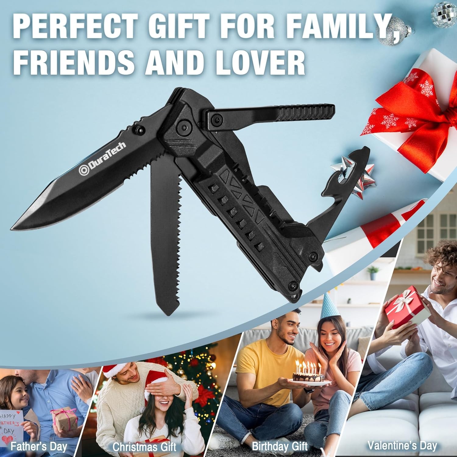 20 in 1 Multitool W/ Safety Locking Gift Men Dad W/ Pocket Knife Screwdriver Saw
