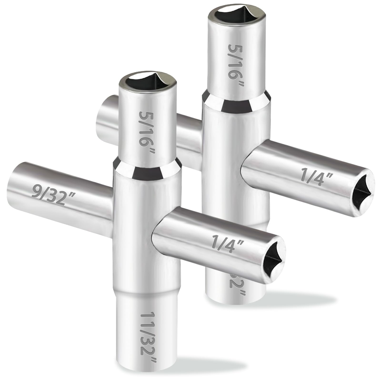 2pcs 4 Way Sillcock Key Set 1/4″, 9/32″, 5/16″, 11/32 Steel Sillcock Water Ke…