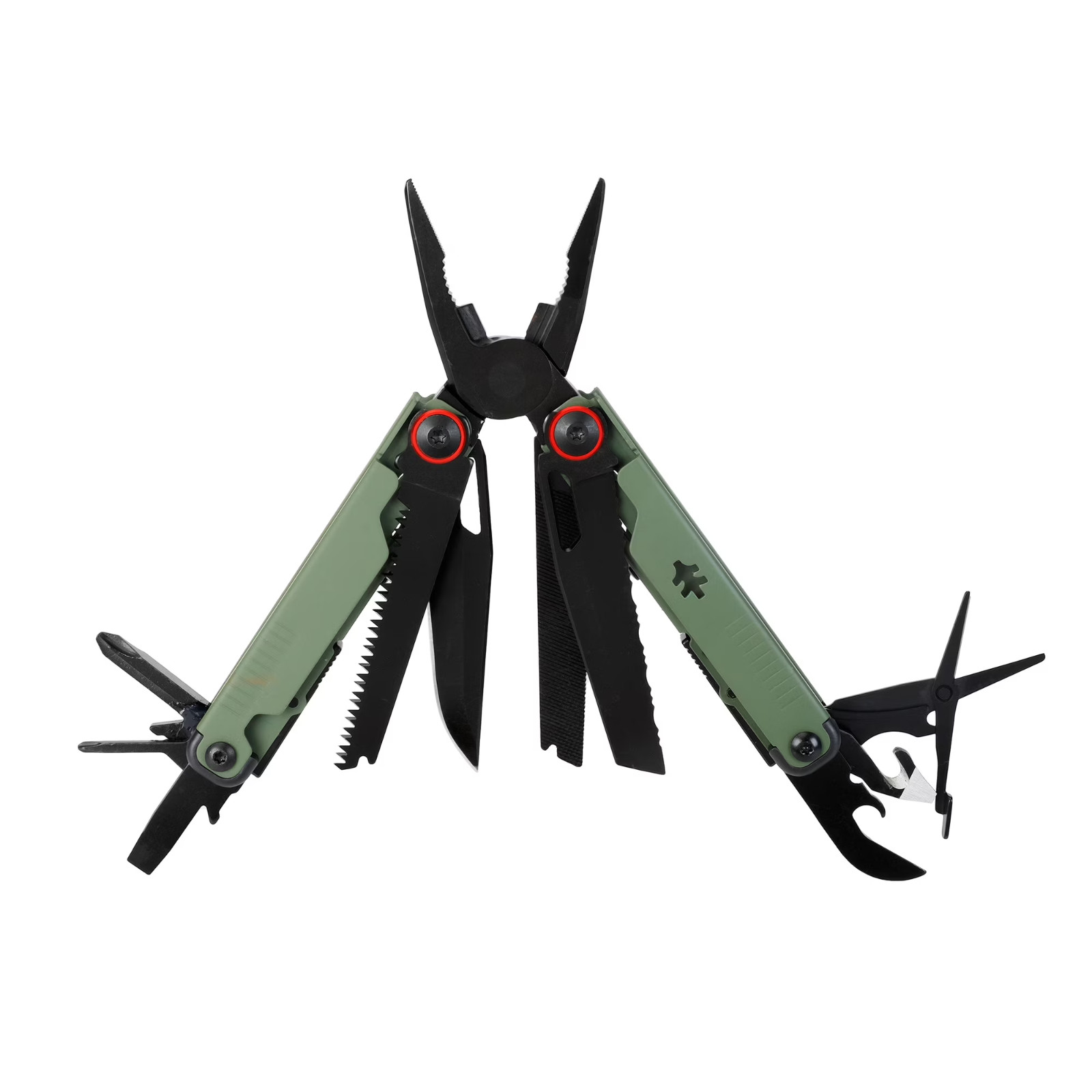 Swiss Tech 17 in 1 Multitool Knife with AUS 8 Steel Blade Scissors and Saw, FDE