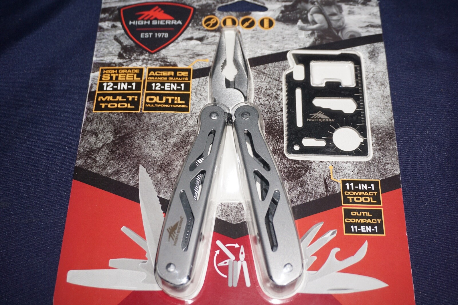 HIGH SIERRA 12-IN-1 MULTI-PLIERS TOOL + 11-IN-1 COMPACT TOOL STAINLESS STEEL
