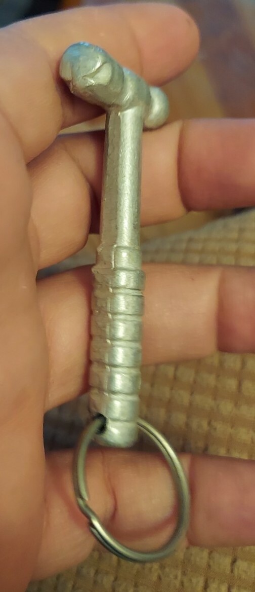 Mini Hammer Mallet Keychain Key Ring Silver Color Aluminum?Vintage C143