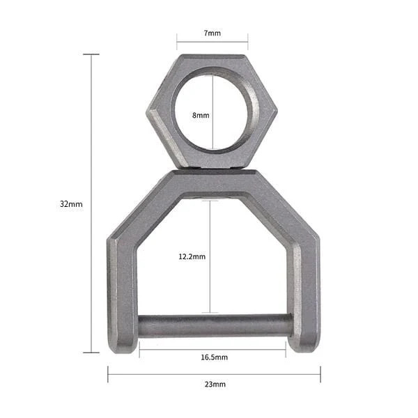 MecArmy CH5 Titanium Rotatory D Shape keyring Size L