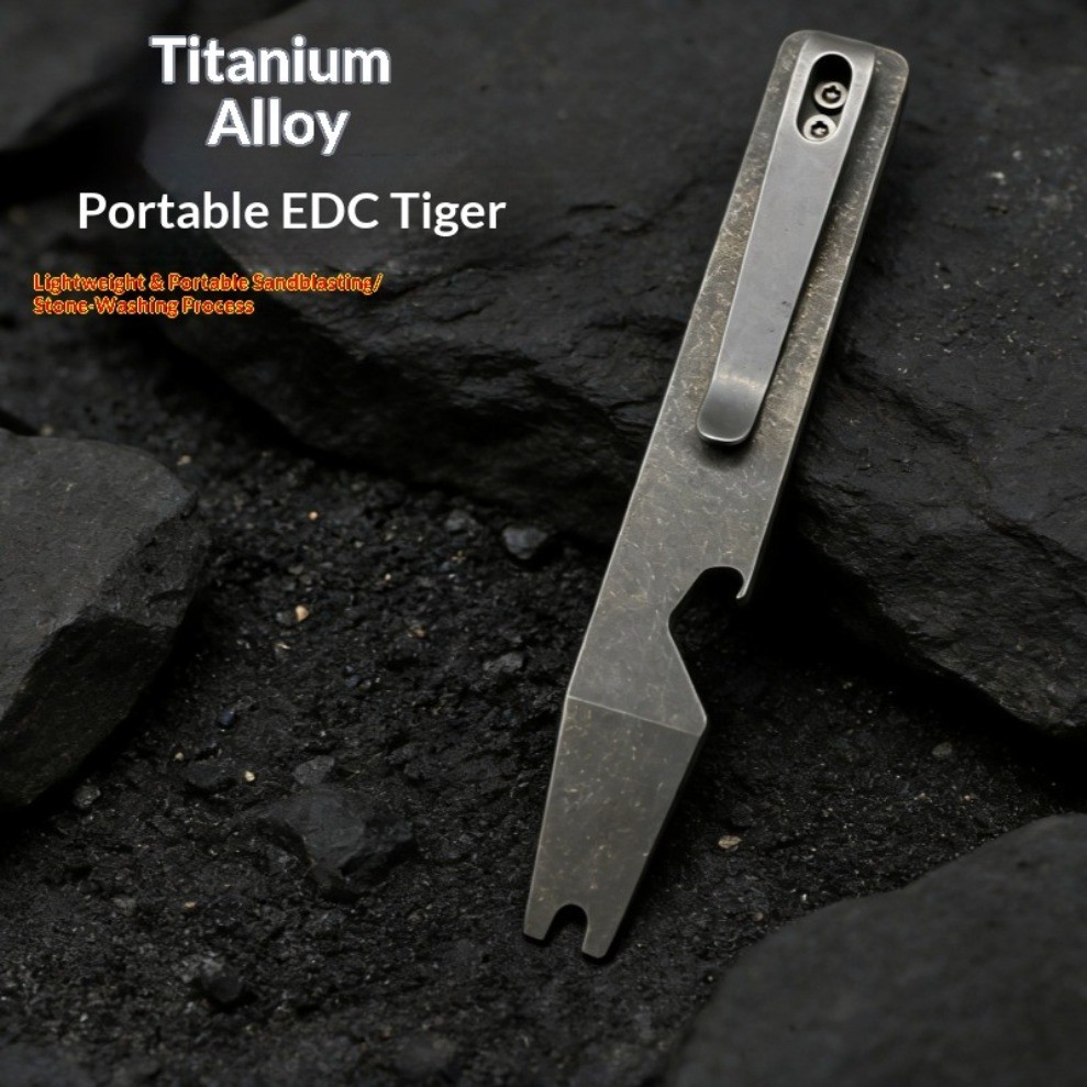 Minimalist TC4 Titanium alloy Pry Bar – with Bottle Opener Multi Tool Back clip