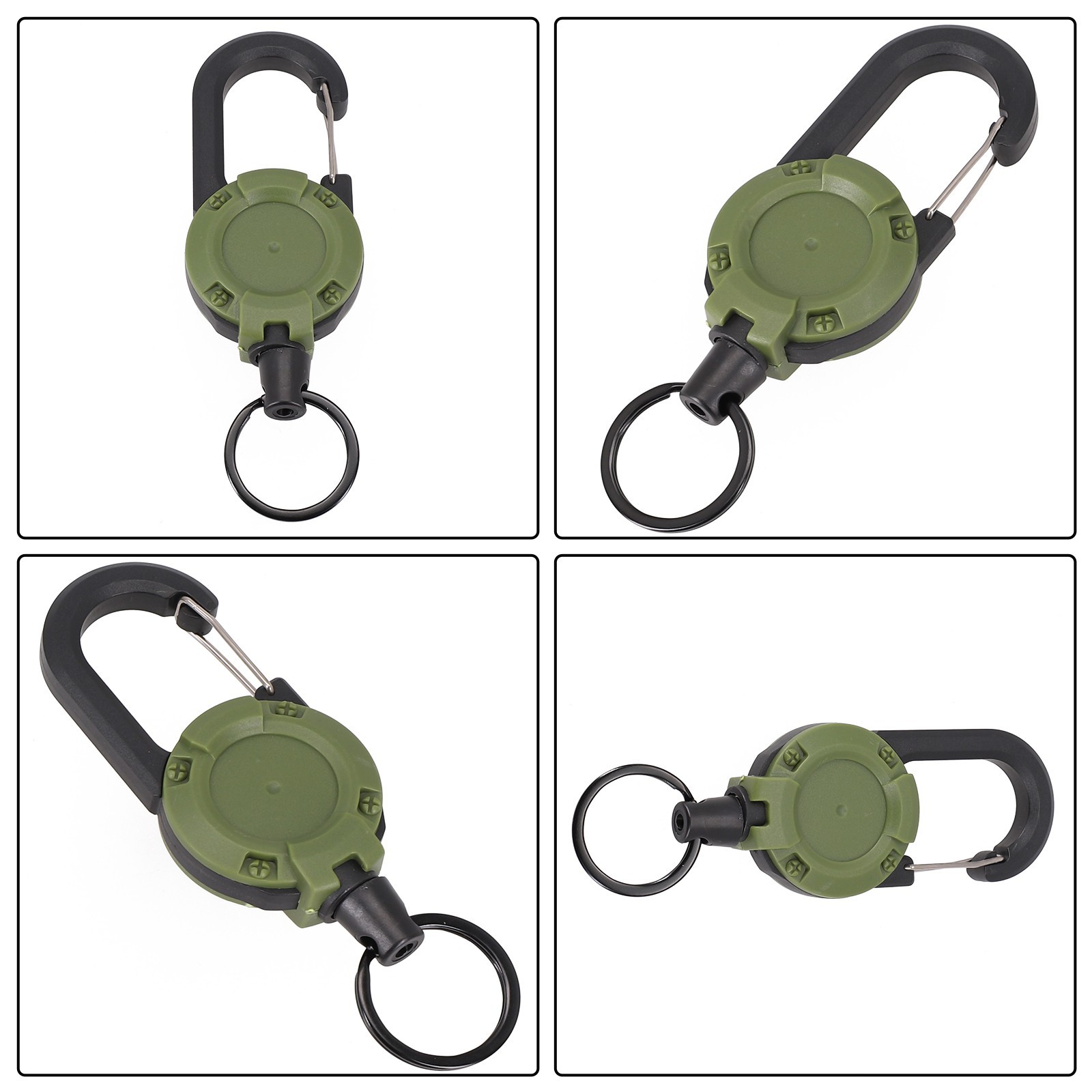 Keychain with Retractable Steel Cord and Multitool Carabiner Attachment