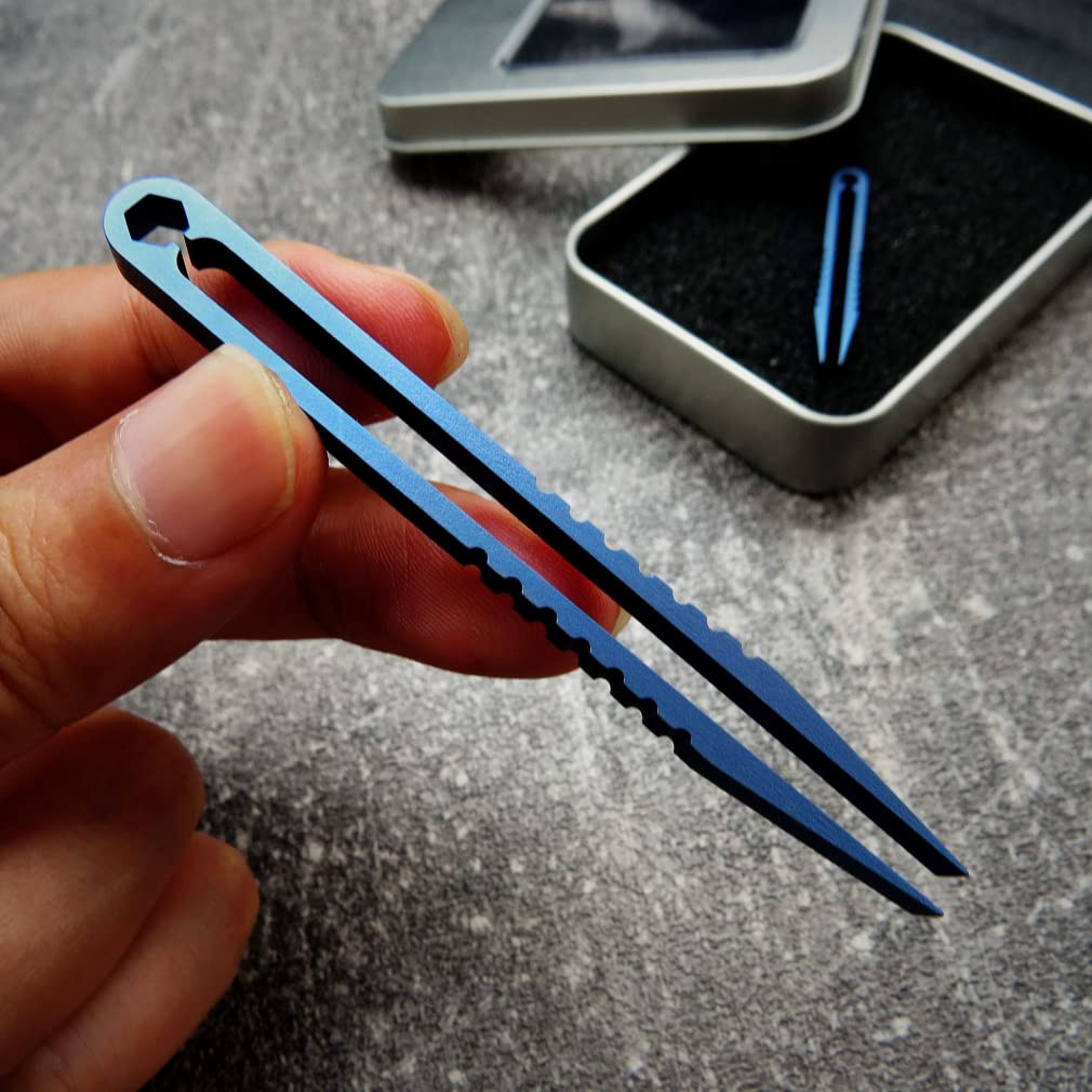 Canku 2Pcs Mini Tweezers Titanium Portable Titanium Alloy EDC Tweezers Survival