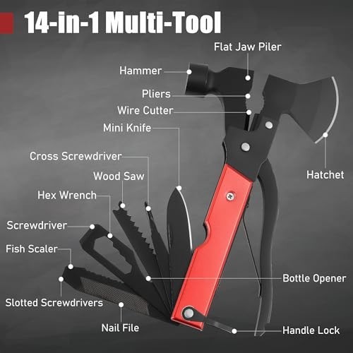 14-in-1 Camping Multitool Hammer – Survival Gear with Axe, Knife, Pliers & More
