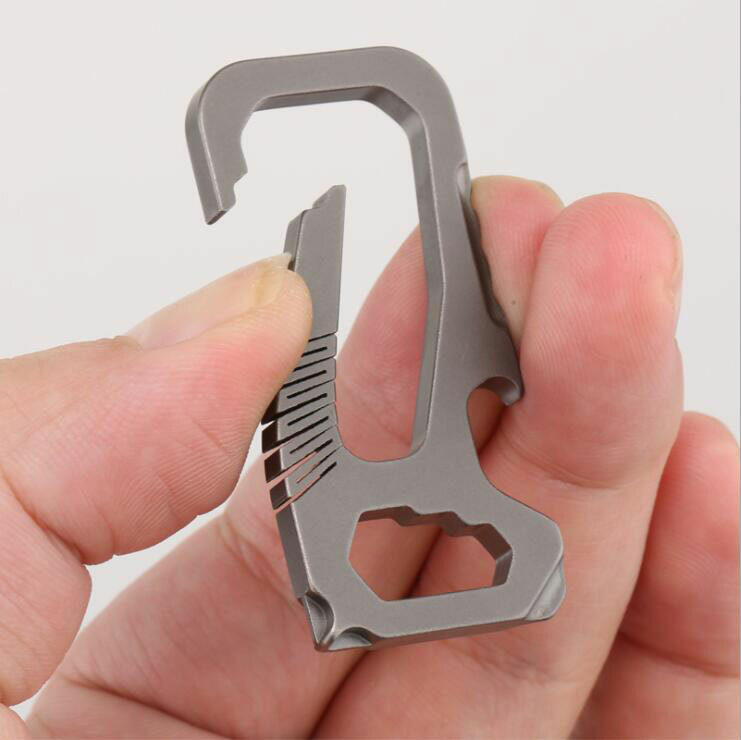 Outdoor Titanium TC4 Key Chain Carabiner Bottle Opener Portable Multi EDC Tool