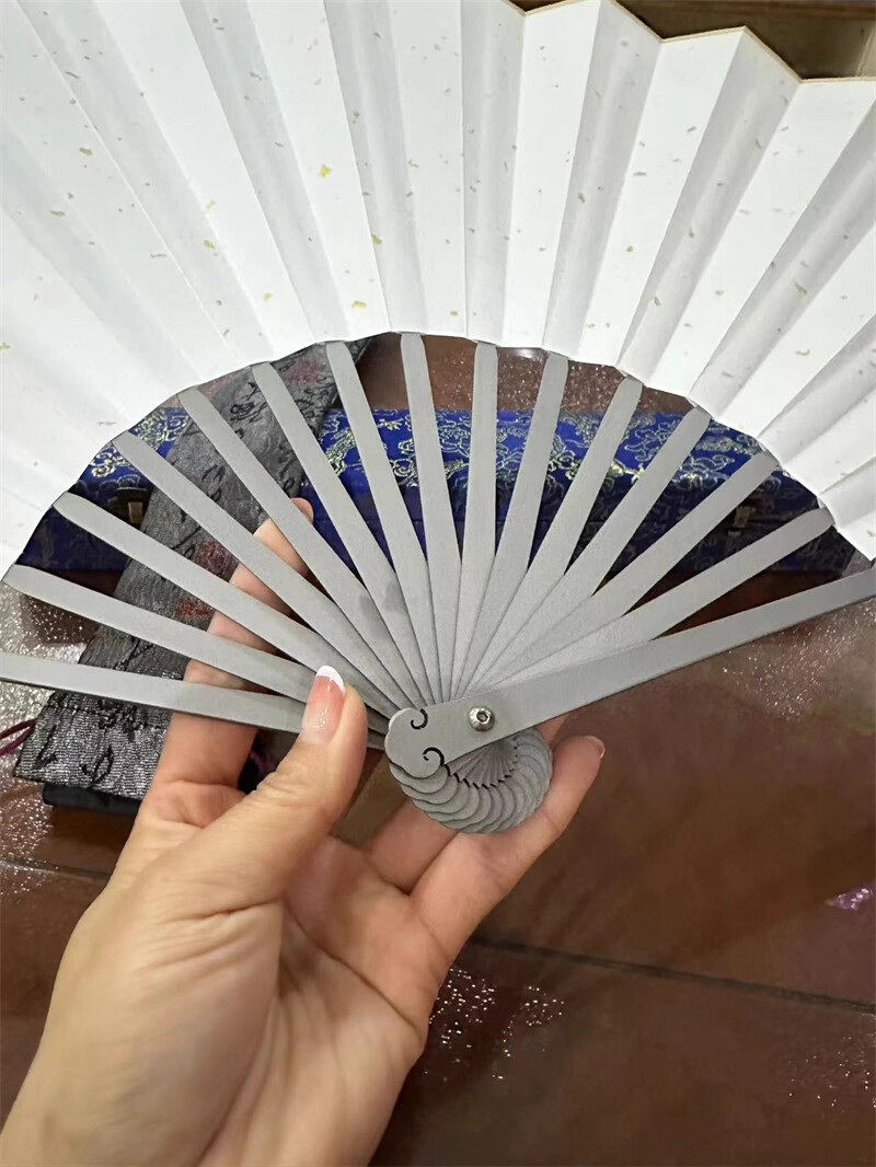 Titanium Alloy Folding Fan Martial Arts Kung Fu Tai Ji Auspicious Clouds