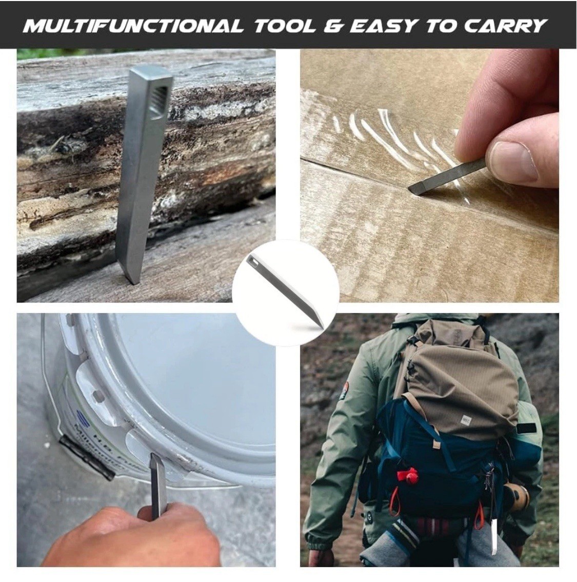 EDC Stainless Steel Pry Bar Travel Mighty Mini Keychain Carton Opener Camping Gi