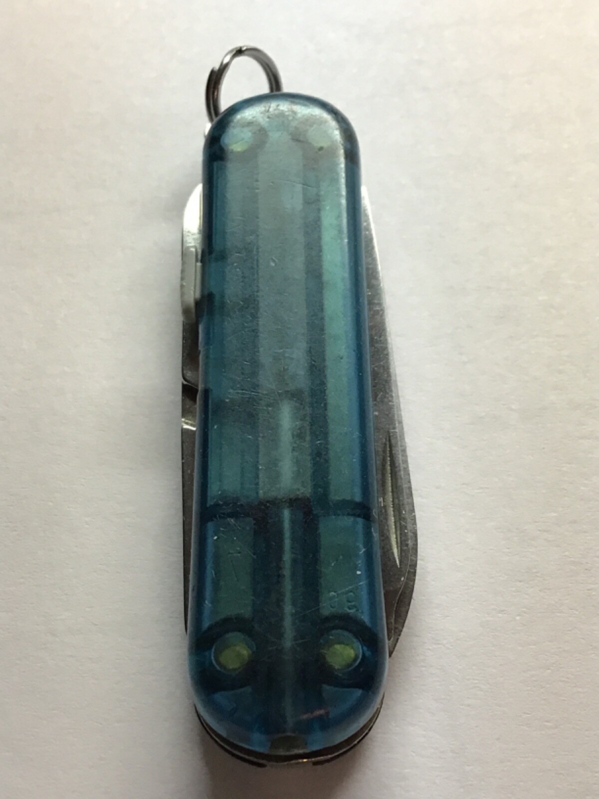 SWISS ARMY POCKET KNIFE VICTORINOX Blue Clear MINIATURE SMALL TINY KEYCHAIN
