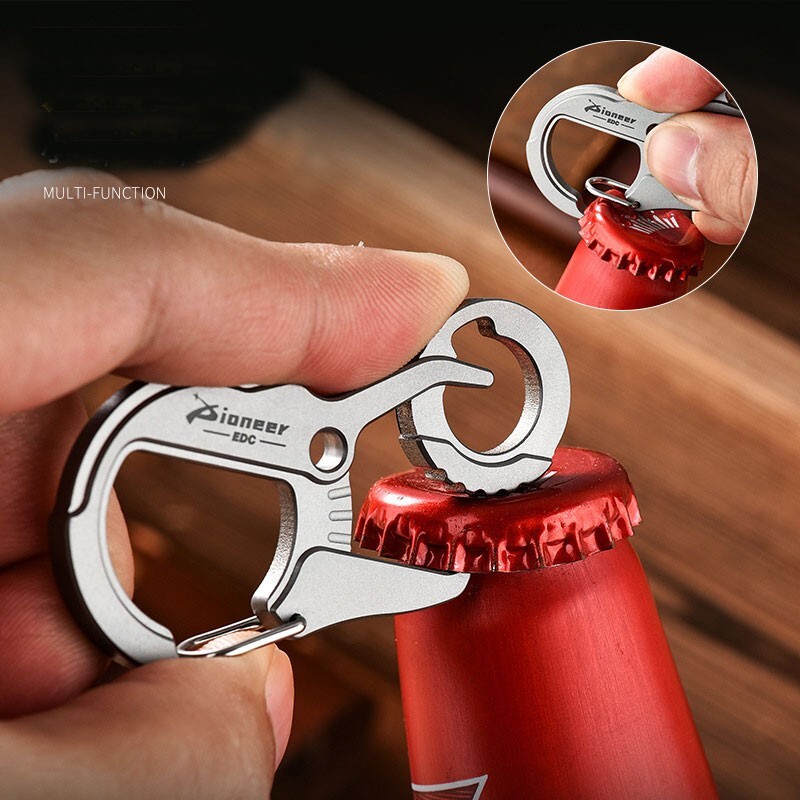 EDC Titanium Alloy Multi tools Personalize Keychain Bottle Opener Outdoor Buckle