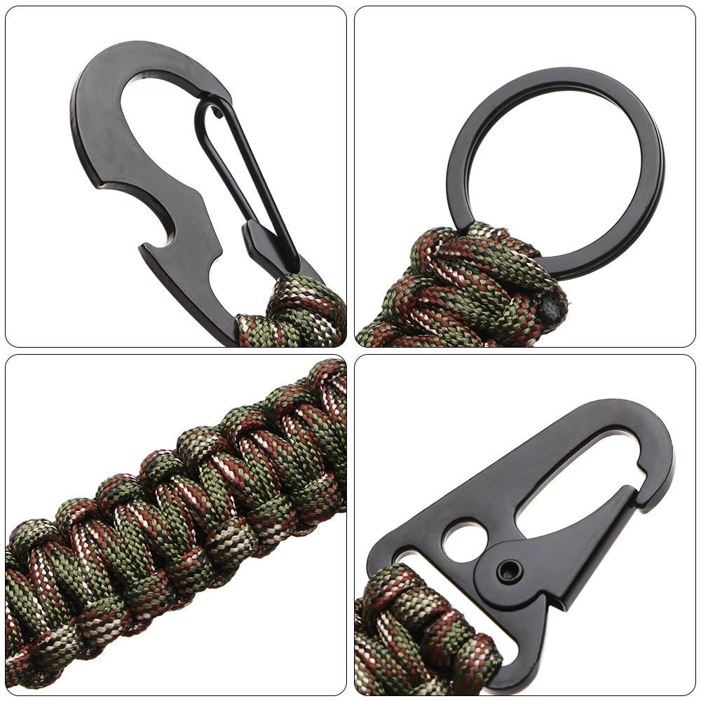 Outdoor Paracord Keychain Carabiner Survival Clip Camping Bottle Opener Tool