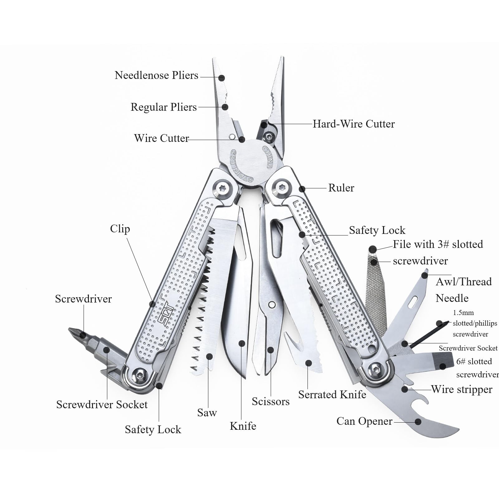 2048 20in1 Multitool Foldable Selflocking Professional Tool For Diy Home Repai
