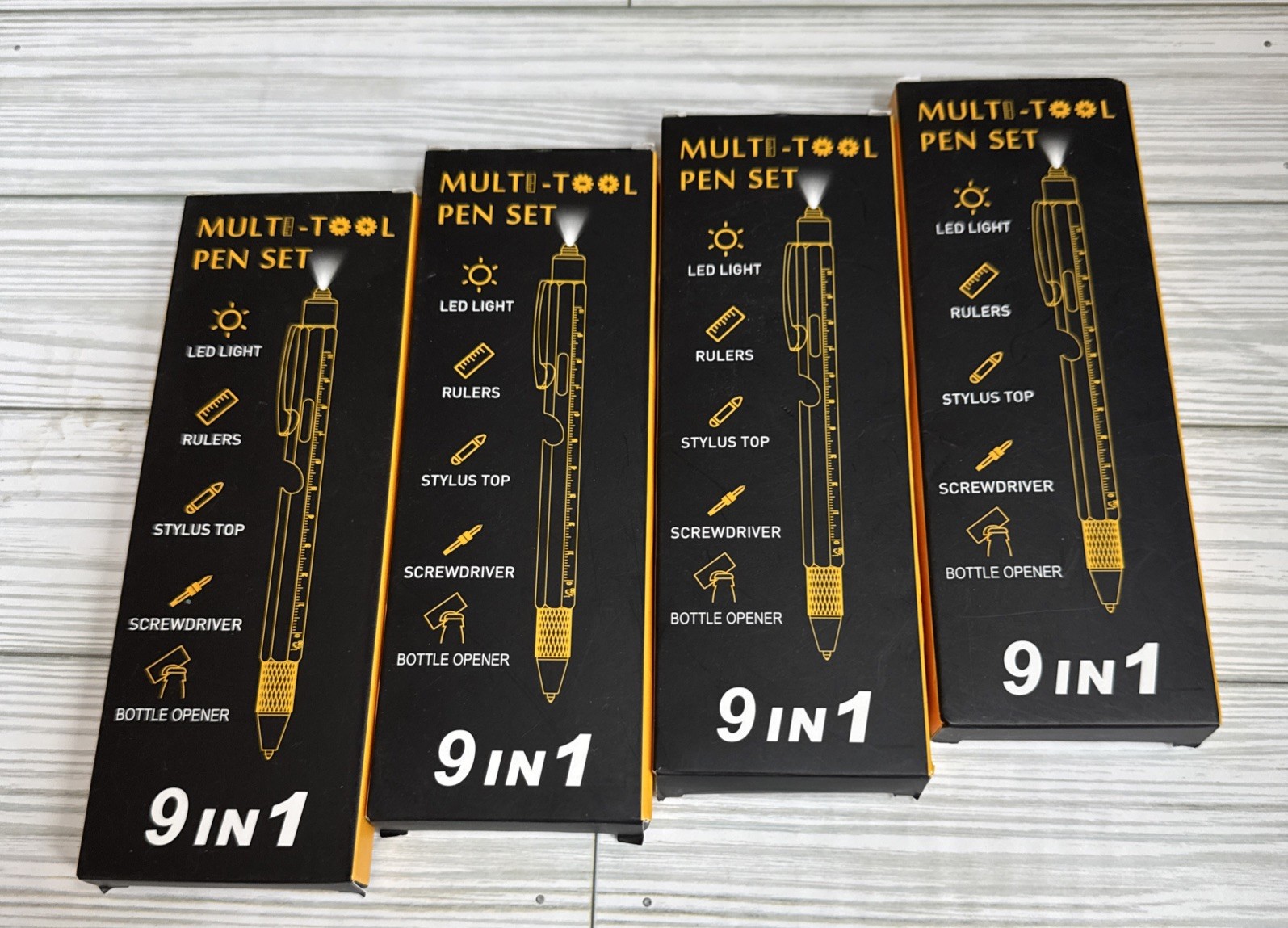 Lot Of 4~ Multi-Tool Pen Set 9 In 1 ~ Perfect Gift For Stocking Stuffers NEW!