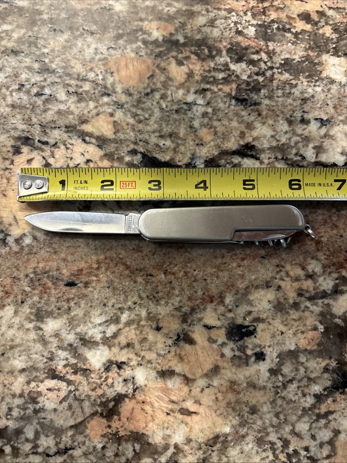 3.5” STAINLESS STEEL 5 MULTI FUNCTION MULTI TOOL FOLDING Knife Key Chain.