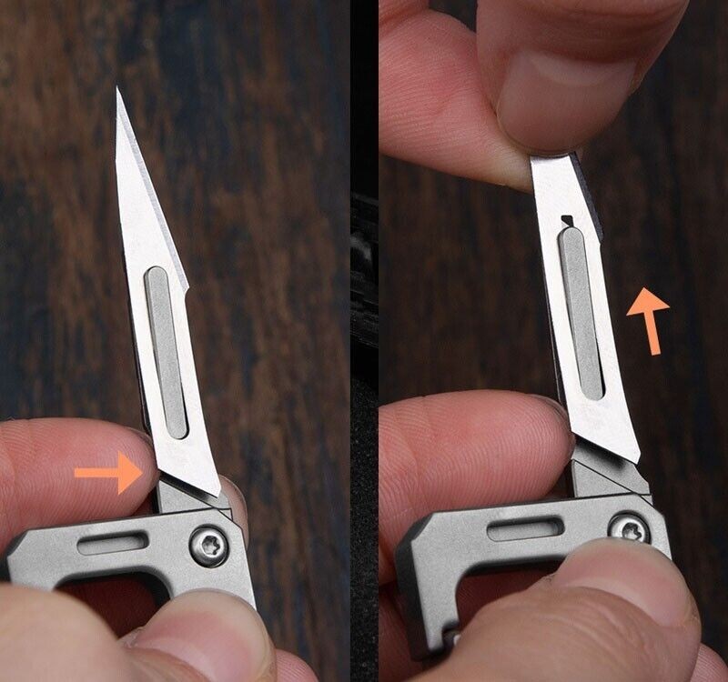 Titanium Multi Tools EDC Keychain Carabiner Folding Utility Knife Scalpel Blade