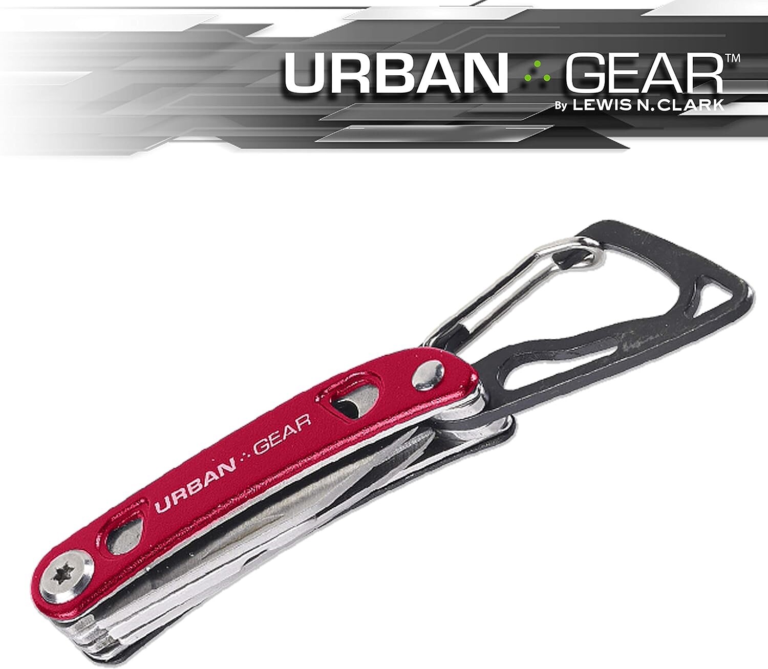 Urban Gear MiniMultitool RED KNIFE PLIERS Aluminum Handle Carabiner New w Case