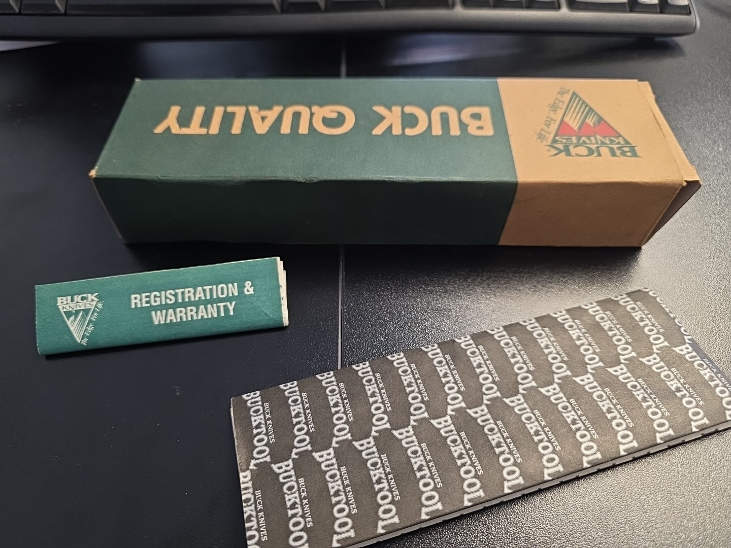 BUCK USA 355 BOX ONLY AND PAPERWORK, 1997 On Box, 1998 On Paperwork BuckTool