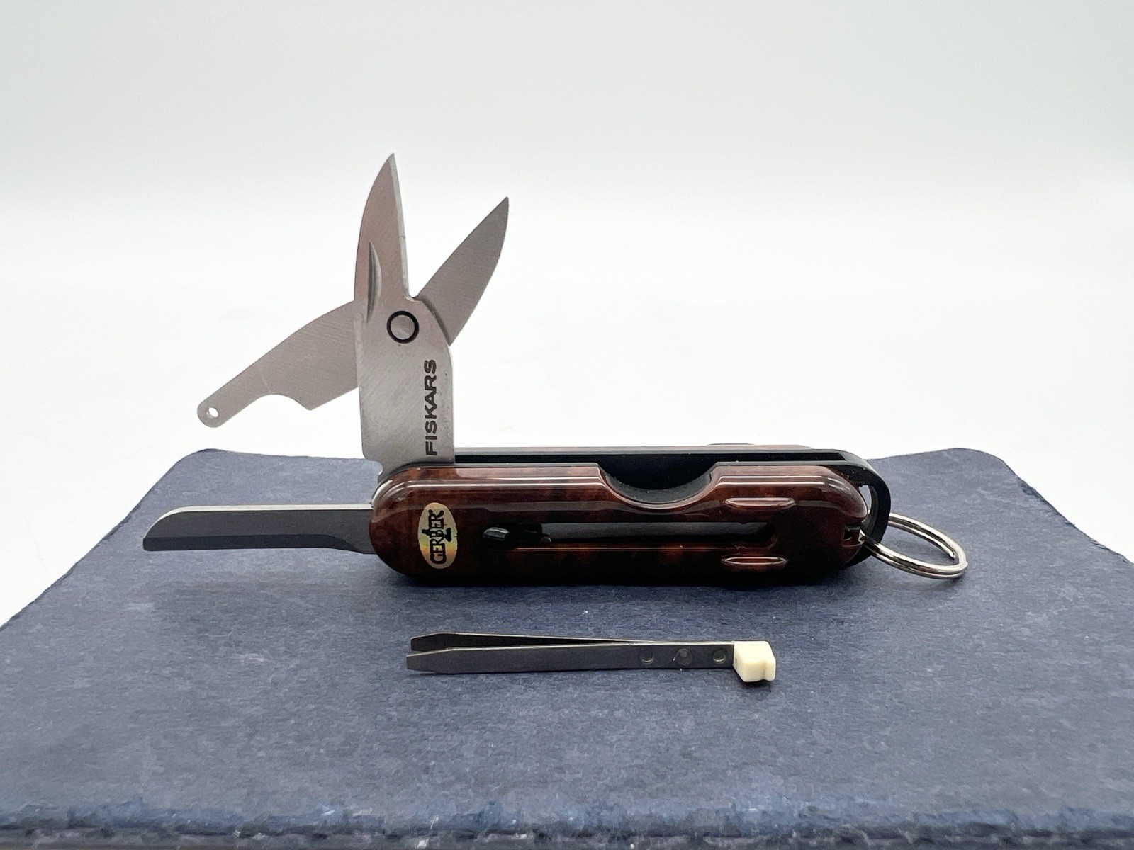 Vintage Gerber Fiskars Keychain Multi Tool Knife Tweezers Scissors USA
