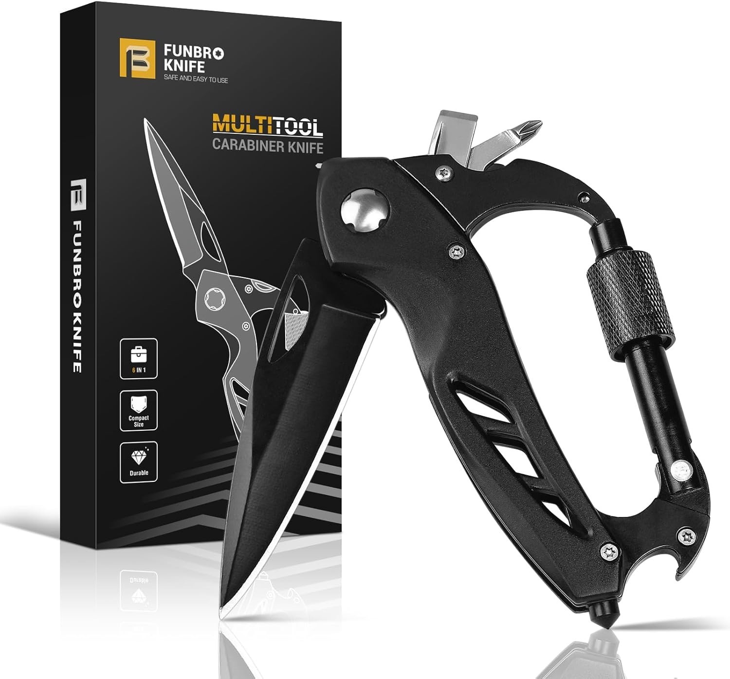 Multitool Carabiner with Pocket Knife, Stocking Stuffers Gifts for Men, EDC C…