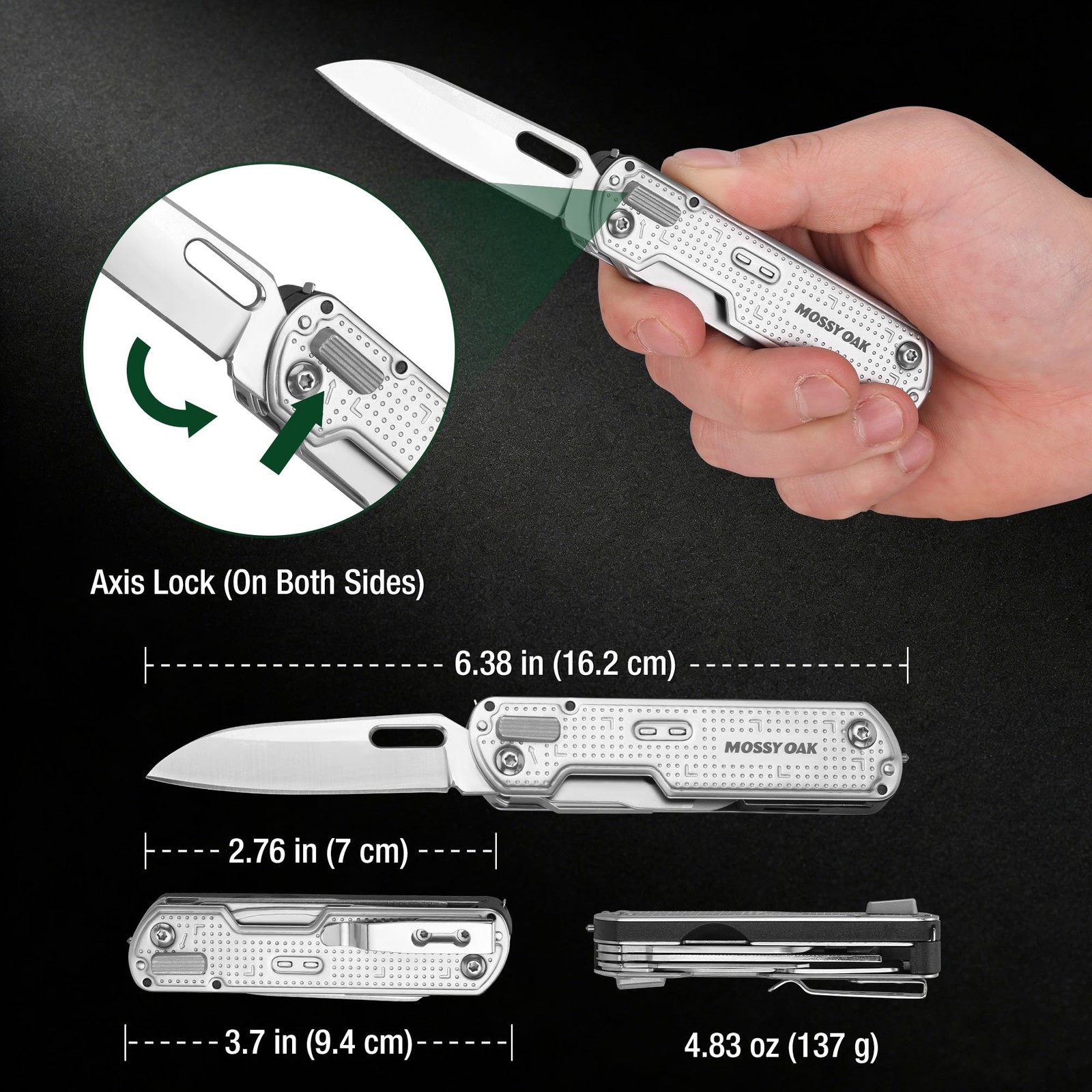 Mossy Oak 13-in-1 Multitool Pocket Knife, Razor-Sharp Stainless Steel…