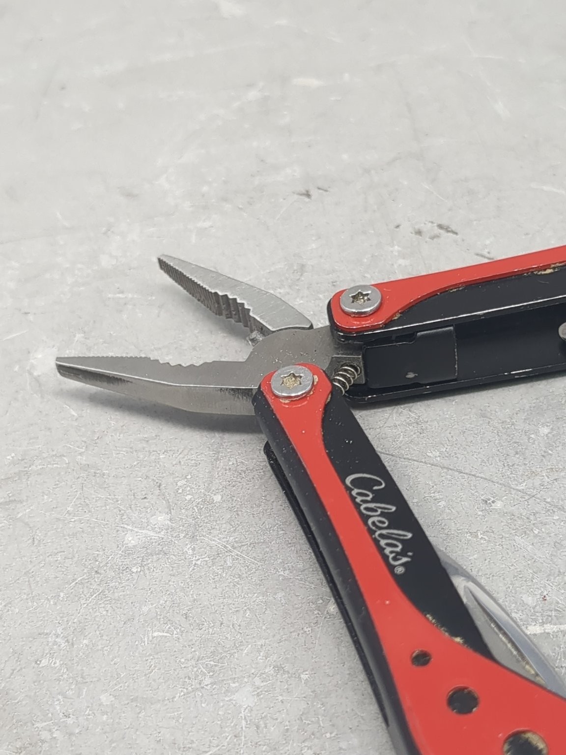 Cabela’s Multi-Tool Stainless Steel Red Black Camping Hiking Knife