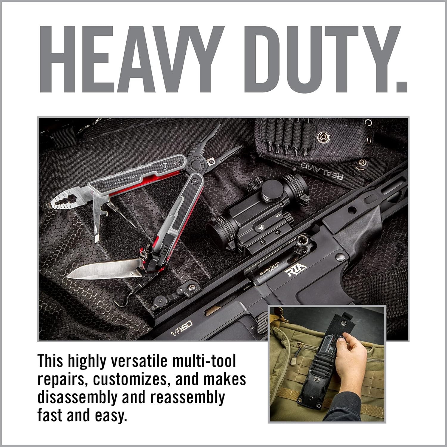 Real Avid Gun Tool Max, 37-in-1 Multitool for Gunsmithing, Includes Pliers, Wire