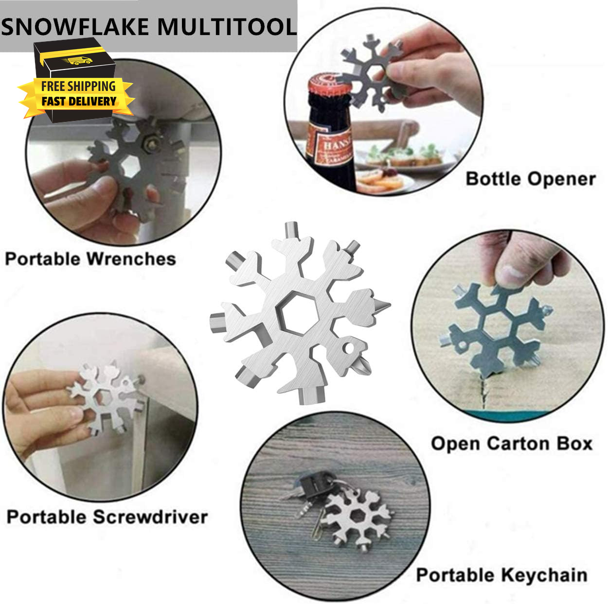 Mens Stocking Stuffers, 18 in 1 Snowflake Multitool, Stocking Stuffers for Adult